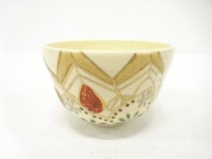 脇田雄峰造　金彩色絵　花　茶碗